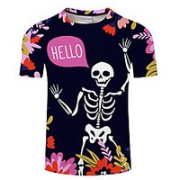 Men's Unisex Tee T shirt 3D Print Graphic Prints Skull Plus Size 3D Print Print Short Sleeve Casual Tops Basic Designer Big and Tall Black / Red Gray / White Black miniinthebox - thumbnail