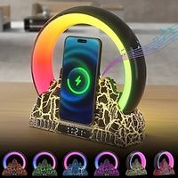 Multifunctional Wireless Fast Charging Flame Atmosphere Lamp Wireless Charging Electronic Alarm Clock Radio Wireless Charging Desk Lamp Desktop Lamp Wake Up Light Decorative Handicrafts Holiday Gifts Lightinthebox - thumbnail