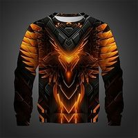 Phoenix Men's Street 3D Printed Pullover Sweatshirt Holiday Vacation Going out Sweatshirts Light Green Red Crew Neck Print Spring   Fall Designer Hoodie Sweatshirt Lightinthebox - thumbnail