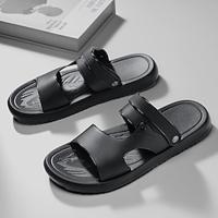 Men's Sandals Casual Beach Outdoor Daily PU Breathable Comfortable Loafer Black Blue Summer Lightinthebox - thumbnail