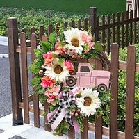 Spring Wreaths for Front Door, Colourful Artificial Flower Holiday Decor for Home Outdoor Indoors Wall Window Wedding Decor Lightinthebox - thumbnail