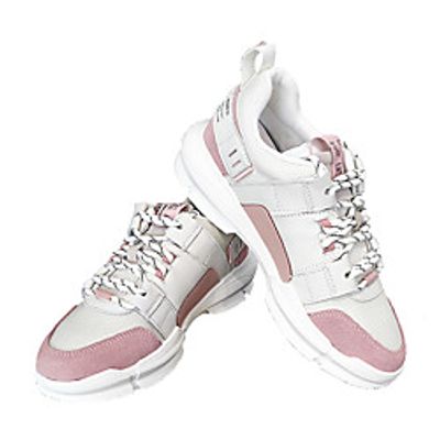 Women's Trainers Athletic Shoes Hidden Heel Round Toe Sporty Running Shoes Faux Leather Elastic Fabric Lace-up Slogan Pink Light Grey Orange Lightinthebox