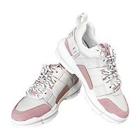 Women's Trainers Athletic Shoes Hidden Heel Round Toe Sporty Running Shoes Faux Leather Elastic Fabric Lace-up Slogan Pink Light Grey Orange Lightinthebox - thumbnail