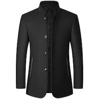 Men's Fall/Winter Tweed Overcoat Regular Slim Fit Keep Warm Single Breasted Four-buttons Black Burgundy Grey 2023 miniinthebox - thumbnail