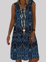 Round Neck Striped Shift Dress - thumbnail