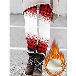 Women's Fleece-lined Leggings Full Length Winter Leggings High Waist Active Streetwear Christmas Vacation Pink Red S M Fall  Winter Lightinthebox