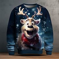 Graphic Animal Men's Fashion 3D Print Golf Pullover Sweatshirt Holiday Vacation Going out Sweatshirts Red Blue Crew Neck Print Spring   Fall Designer Hoodie Sweatshirt Lightinthebox - thumbnail