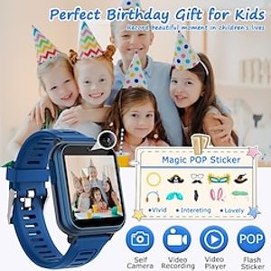 Kids Smart Watch Boys Kids Smart Game Watch with 16 Games HD Touch Screen Video Camera Music Player Pedometer Flashlight Alarm Clock 12/24 hr Kids Watches for Boy Gifts for 5-12 Year Olds Boy Girl miniinthebox