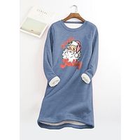 Women's Christmas Dress Sweatshirt Dress Mini Dress Sherpa Fleece Lined Warm Outdoor Christmas Vacation Crewneck Print Santa Claus Regular Fit Black Yellow Pink S M L XL XXL Lightinthebox - thumbnail