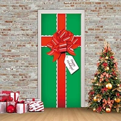 Christmas 3D Stickers Waterproof Door Stickers Xmas Door Mural Peel Self Adhesive Wallpaper PVC Sticker Removable Wall Decal for Home Office Decoration Lightinthebox