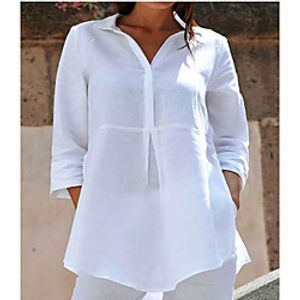 Women's Blouse Peplum Shirt Plain Button Shirt Collar Casual Streetwear Tops Blue White Black Lightinthebox