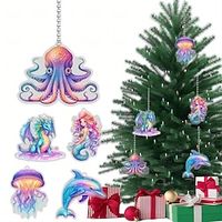 Christmas Tree Ornaments Hanging 2D Acrylic Decorations Christmas Ornament 2023 Crafts Hanging Ornament New Year Festive Party Supplies Room Hanging Decor miniinthebox - thumbnail