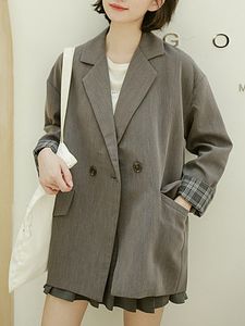 Vintage Suit Collar Plaid Double-Breasted Blazer
