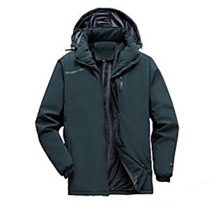 Men's Hoodie Jacket Ski Jacket Hiking Fleece Jacket Winter Outdoor Solid Color Thermal Warm Waterproof Windproof Fleece Lining Outerwear Windbreaker Trench Coat Single Slider Skiing Hunting Ski Lightinthebox