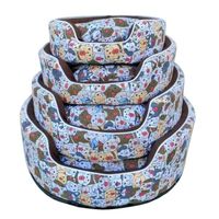 Coco Kindi Multicolored Animal Pattern Washable Round Cotton Bed For Dogs & Cats - Size 3