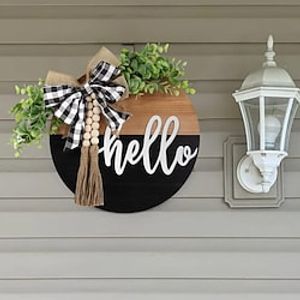 Decorative Door Hanging Farmhouse Decorative Beaded Pendants Wooden Plaque Imitation Flower Crafts Hanging Lightinthebox