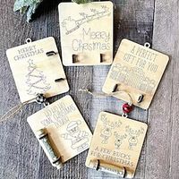 Christmas Money Holder for Cash Gift, Unique Wooden Money Card Xmas Tree Hanging Decoration, Christmas Ornament Money Holder Christmas Tree Ornaments Pendant miniinthebox - thumbnail