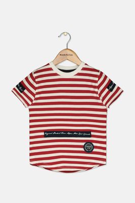 Toddlers Boys Short Sleeve Stripe Tee Red/White/Navy Toddlers Boys Short Sleeve Stripe Tee Red/White/Navy