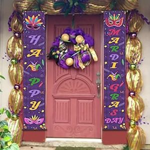 1pc Happy Mardi Gras Day Poster with Hangers Courtyard Wall Art Canvas Posters Art For Home Living Room Decoration Wall Art Decor Lightinthebox