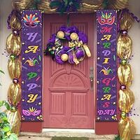 1pc Happy Mardi Gras Day Poster with Hangers Courtyard Wall Art Canvas Posters Art For Home Living Room Decoration Wall Art Decor Lightinthebox - thumbnail