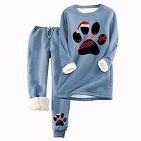 Christmas Sweatshirt Women's Sweatshirt Tracksuit Pants Sets Fleece Ugly Christmas Pink Blue Gray Drawstring Print Long Sleeve Casual Festival Warm Christmas Round Neck Regular Fit Fall  Winter Lightinthebox - thumbnail