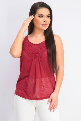 Womens Sleeveless Tops  Burgundy