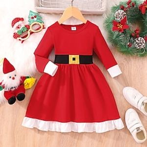 Toddler Girls' Dress Ugly Long Sleeve Christmas Gifts Daily Polyester A Line Dress Fall 3-7 Years Red Lightinthebox