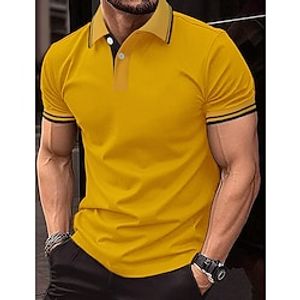 Men's Polo Shirt Button Up Polos Casual Holiday Lapel Short Sleeve Fashion Basic Plain Button Summer Regular Fit White Yellow Blue Green Polo Shirt Lightinthebox