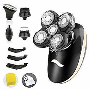 electric shaver, men's 5-in-1 usb rechargeable razor waterproof 3d rotary electric shaver kit with dry and wet beard trimmer, hair clipper, nose hair trimmer, shaving cloth, facialsilicone brush Lightinthebox