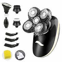 electric shaver, men's 5-in-1 usb rechargeable razor waterproof 3d rotary electric shaver kit with dry and wet beard trimmer, hair clipper, nose hair trimmer, shaving cloth, facialsilicone brush Lightinthebox - thumbnail