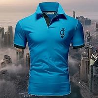 Men's Sport Polo Polo Shirt Casual Holiday Lapel Short Sleeve Fashion Basic Plain Button Summer Regular Fit Apple Green Wine Yellow and Navy White Pink Dark Navy Sport Polo Lightinthebox - thumbnail