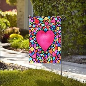 Valentine's Day Garden Flag 12x18Inch Outdoor Decorations Welcome Garden Patio Flag Love Heart Yard Flag Double Sided Holiday Outdoor Flags 1pc miniinthebox