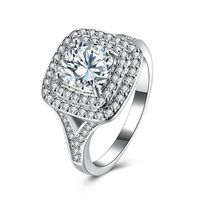 Luxury Wedding Ring Elegant Square Zircon Platinum Ring