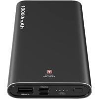 Swiss Military Chandoline PD Power Bank 10000MAH High Speed Charging, 20 Watt Output, 50% Charge in 30 Minutes Type C, Micro and USB Inputs, Black - SM-PB-CD1-10K-BLK ( UAE Delivery Only)