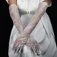 Lace Elbow Length Glove Vintage Style  Elegant With Pure Color Wedding  Party Glove Lightinthebox - thumbnail