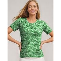 Women's T shirt Tee Graphic Daily Weekend Green Print Short Sleeve Fashion Crew Neck Regular Fit Summer Lightinthebox