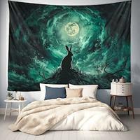 Rabbit under Moon Hanging Tapestry Wall Art Large Tapestry Mural Decor Photograph Backdrop Blanket Curtain Home Bedroom Living Room Decoration Lightinthebox