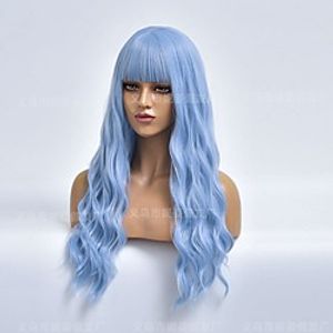 amazon cross-border new products european and american wigs ladies sky blue long curly hair chemical fiber wig headgear manufacturers wholesale miniinthebox