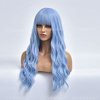 amazon cross-border new products european and american wigs ladies sky blue long curly hair chemical fiber wig headgear manufacturers wholesale miniinthebox - thumbnail