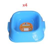 Bearing Square Pet Bowl Small - Blue (Pack of 4)