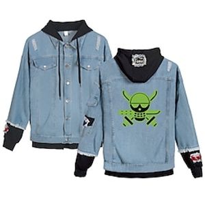 Inspired by One Piece Film: Red Burukku Anime Cartoon Manga Anime Denim Jacket Harajuku Kawaii Coat For Men's Women's Unisex Adults' Hot Stamping Denim Lightinthebox