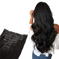 Clip In Hair Extensions 18 Inch 130g 7pcs Natural Black Hair Extensions Clip in Human Hair Invisible PU Skin Weft Natural Remy Human Hair Extensions Lightinthebox - thumbnail