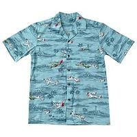 Men's Shirt Coconut Tree Graphic Prints Airplane Island Turndown Blue 3D Print Casual Going out Short Sleeves Button-Down Print Clothing Apparel Tropical Designer Casual Hawaiian miniinthebox - thumbnail