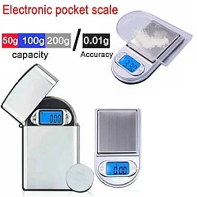 Mini Pocket Lighter Scale 50g/100g/200g Precision Digital Scales for For Jewelry Diamond Reloading Kitchen 0.01g Weight Electronic Scale miniinthebox