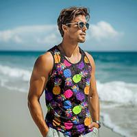 Graphic Pineapple Vacation Tropical Designer Men's 3D Print Vest Top Sleeveless T Shirt for Men Party Daily Gym T shirt Black Sleeveless Crew Neck Shirt Spring Summer Clothing Apparel S M L XL 2XL Lightinthebox