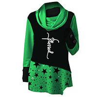 Women's Sports Dress Short Mini Dress Blue Gray Green Red Long Sleeve Geometric Letter Print Fall Winter Turtleneck Casual Christmas 2021 S M L XL XXL 3XL miniinthebox - thumbnail