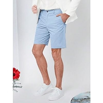 Men's Shorts Chino Shorts Bermuda shorts Work Shorts Button Pocket Plain Comfort Breathable Knee Length Casual Daily Holiday Cotton Blend Fashion Designer Pink Navy Blue Lightinthebox