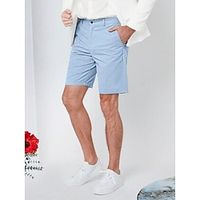 Men's Shorts Chino Shorts Bermuda shorts Work Shorts Button Pocket Plain Comfort Breathable Knee Length Casual Daily Holiday Cotton Blend Fashion Designer Pink Navy Blue Lightinthebox - thumbnail