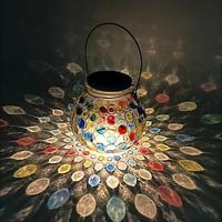 1pc Mosaic Solar Lantern Outdoor Solar Desk Lamp, Colorful Mosaic Glass Lamp, Outdoor Waterproof Solar Night Light, Garden, Terrace, Passage and Courtyard Decoration. Lightinthebox