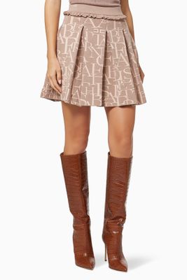 Mini Skirt in Logo Lettering Jacquard Knit Mini Skirt in Logo Lettering Jacquard Knit